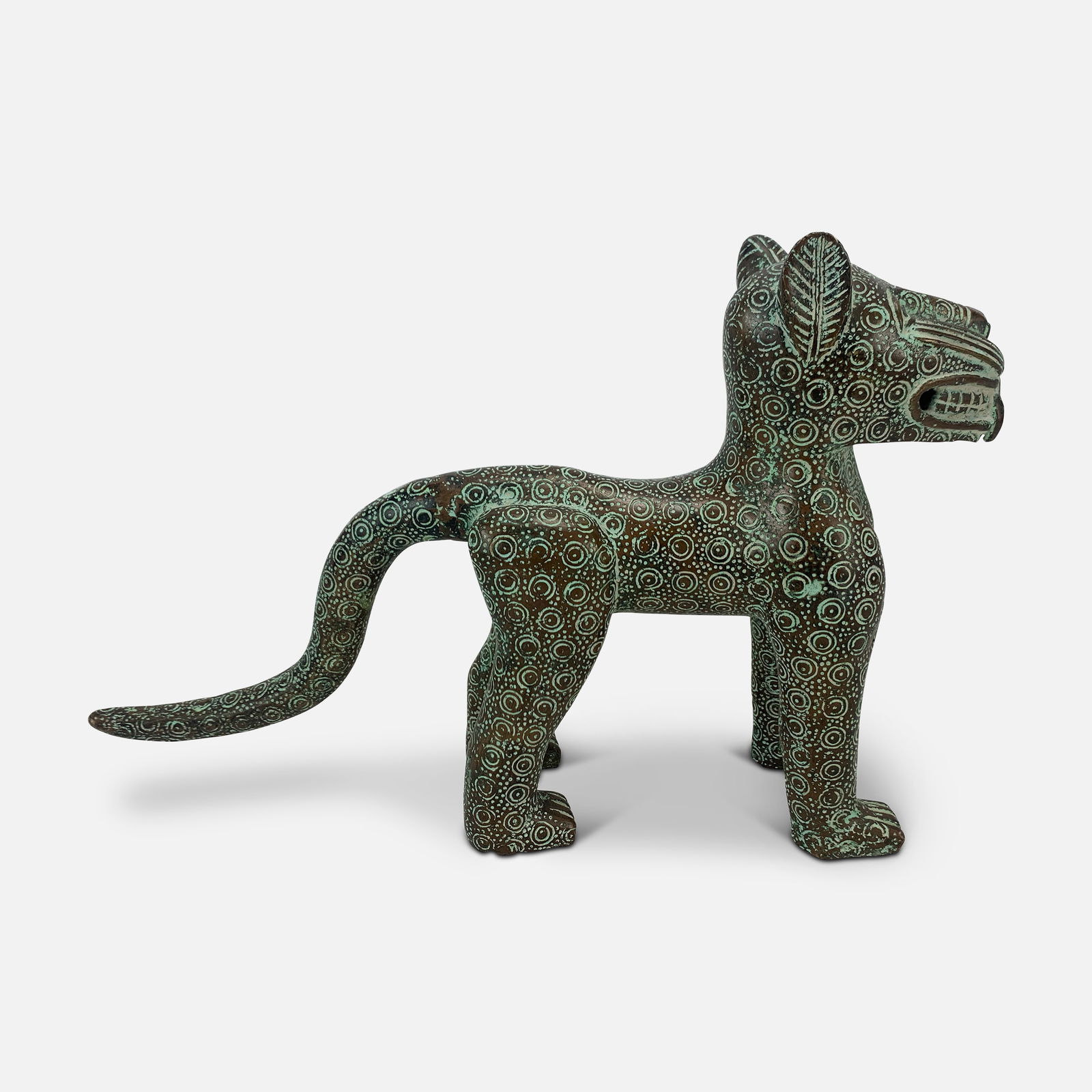 African Benin Bronze Leopard Tribal Sculpture, Nigeria (1 of 9)