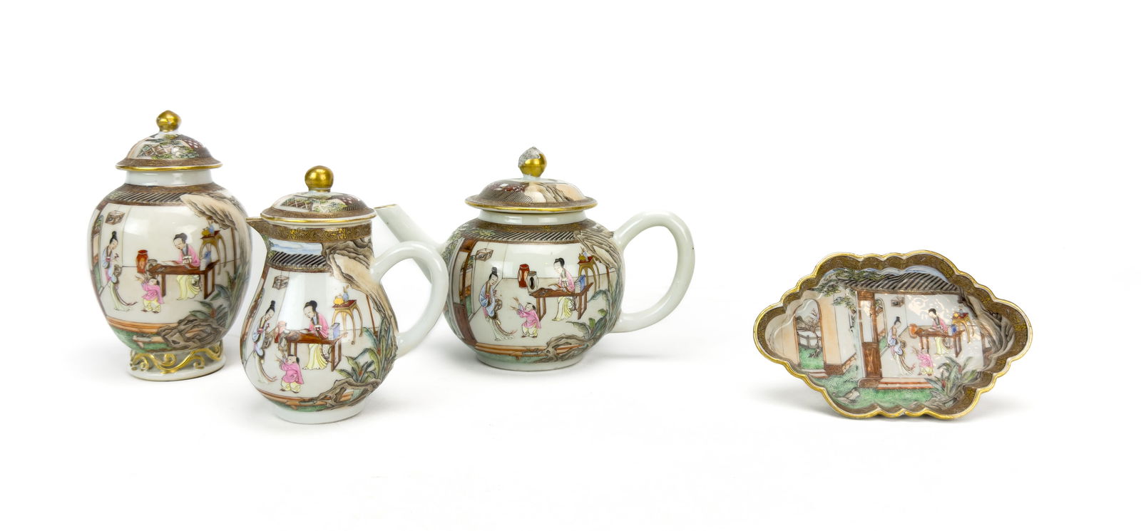 Antique Chinese Export Famille Rose Porcelain Articles Spoon Tray Teapot Lidded Vase (1 of 15)