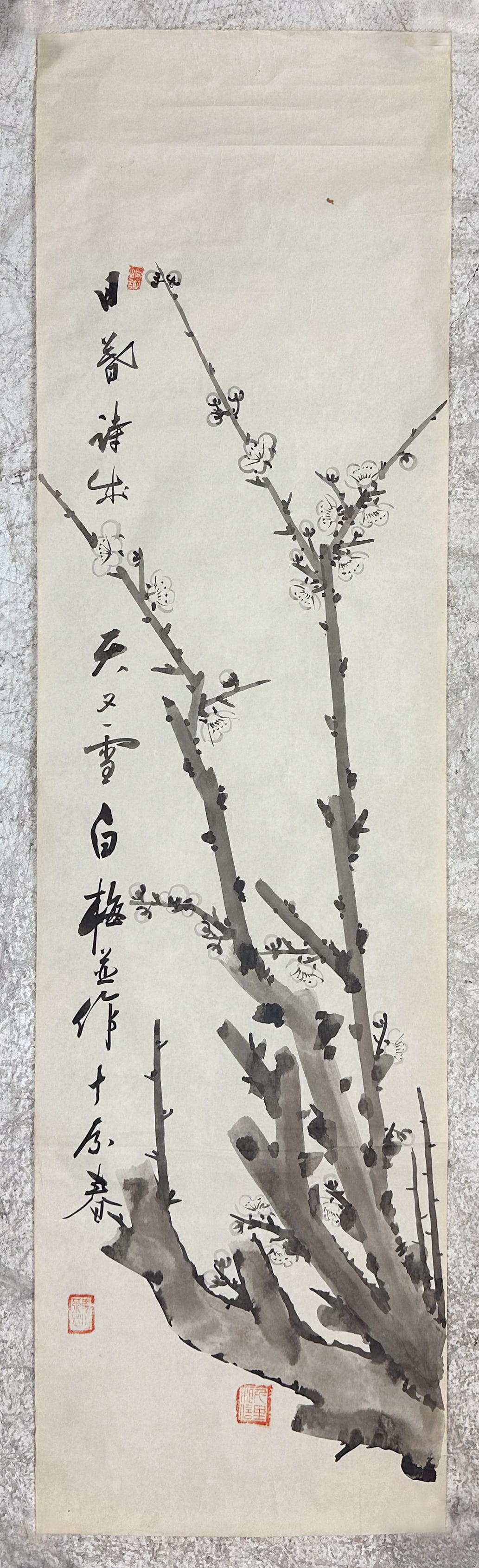 Chinese Tree Branches w/Poem Rolled Scroll Painting: We Do Not Provide In-House Shipping! Please reach out to one of our preferred shippers listed below. Donald Camden UPS #4608 - store4608@theupsstore.com - 703-569-8802 Extension 9 - Email Preferred! S