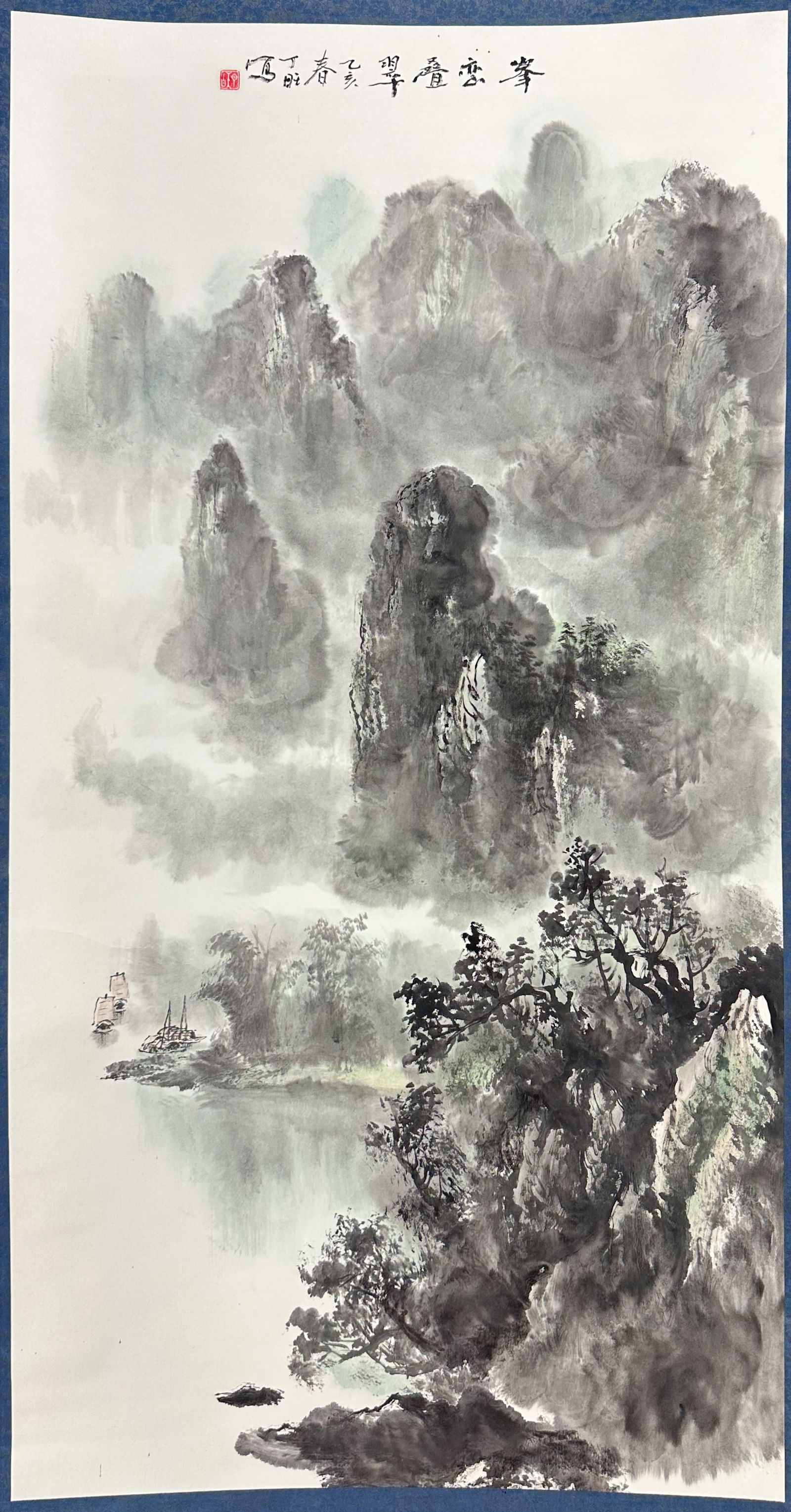 Old Chinese Mountain Landscape Hanging Scroll Painting (1 of 7)