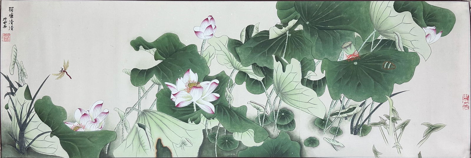 Chinese Water Lily Hanging Scroll Painting (1 of 7)