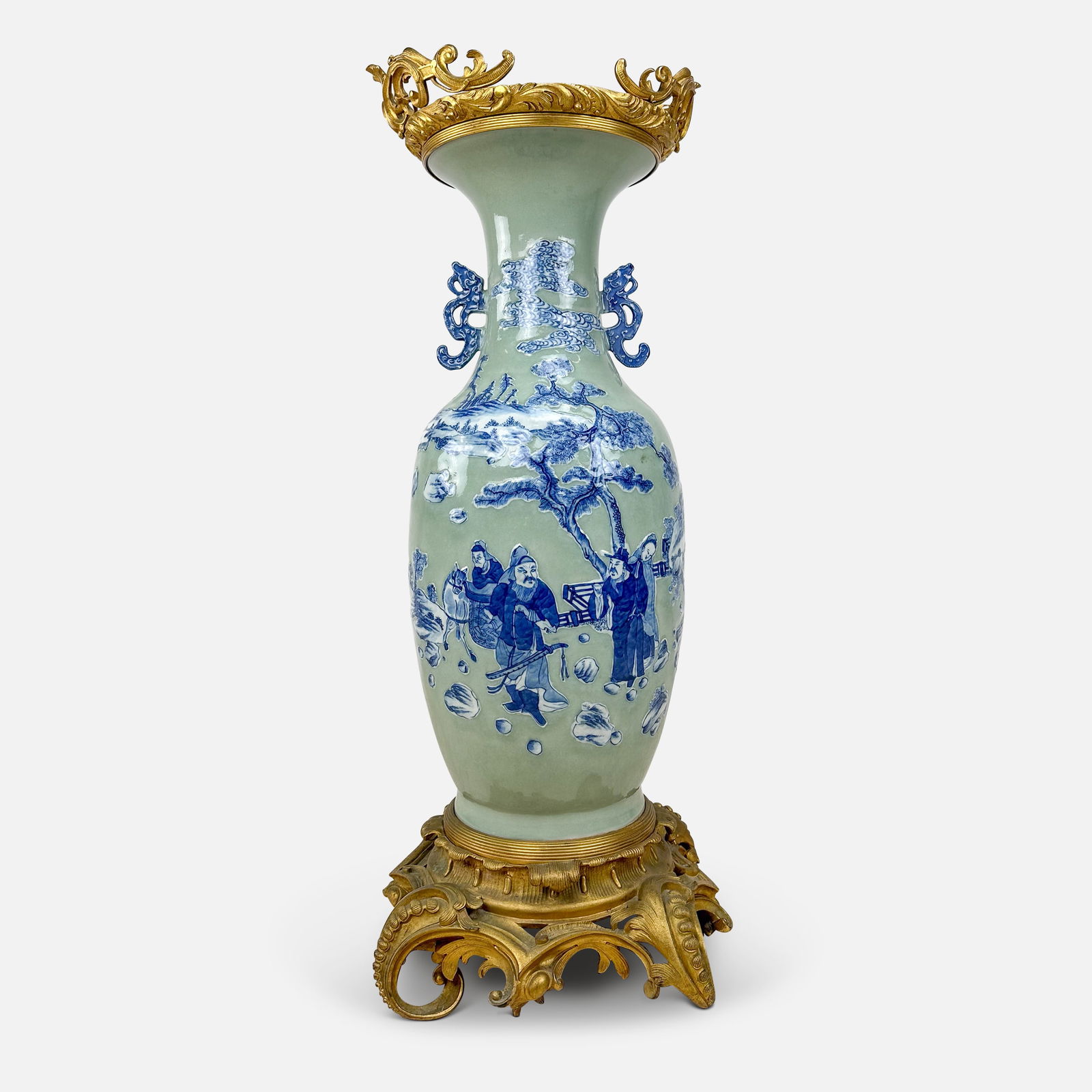 Antique Chinese Export Canton Blue Celadon Palace Urn w/French Gilt Bronze Ormolu Mounts (1 of 10)