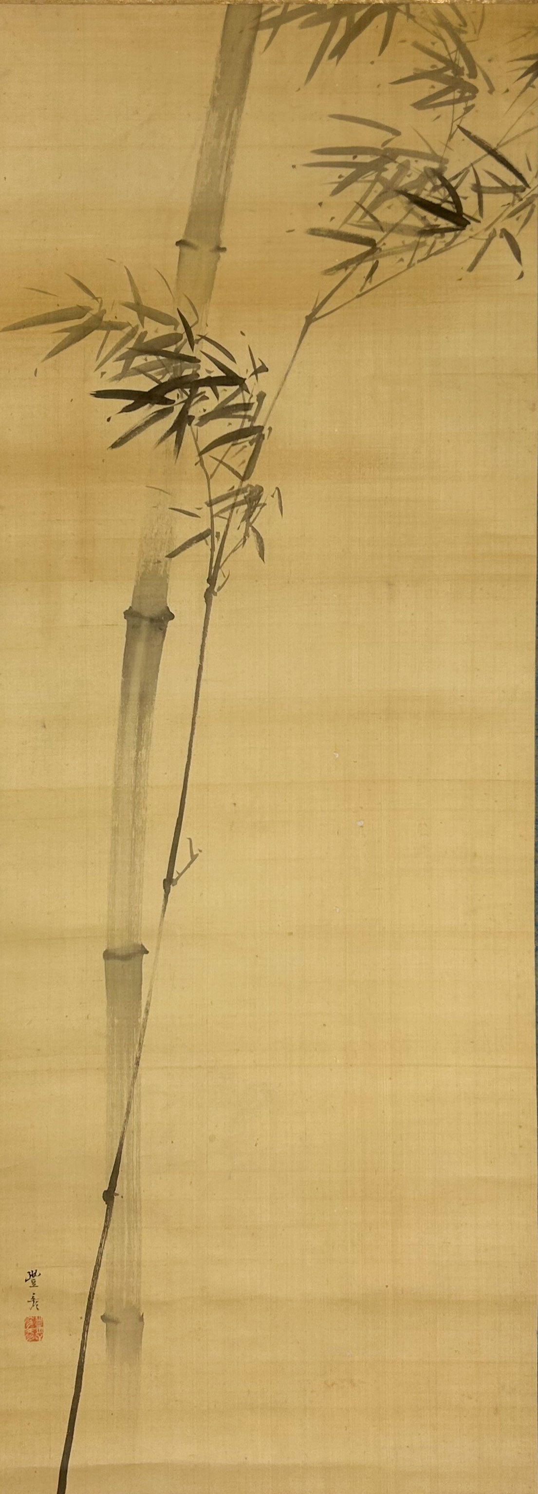 Antique Japanese Bamboo Scroll Ink Painting (1 of 10)