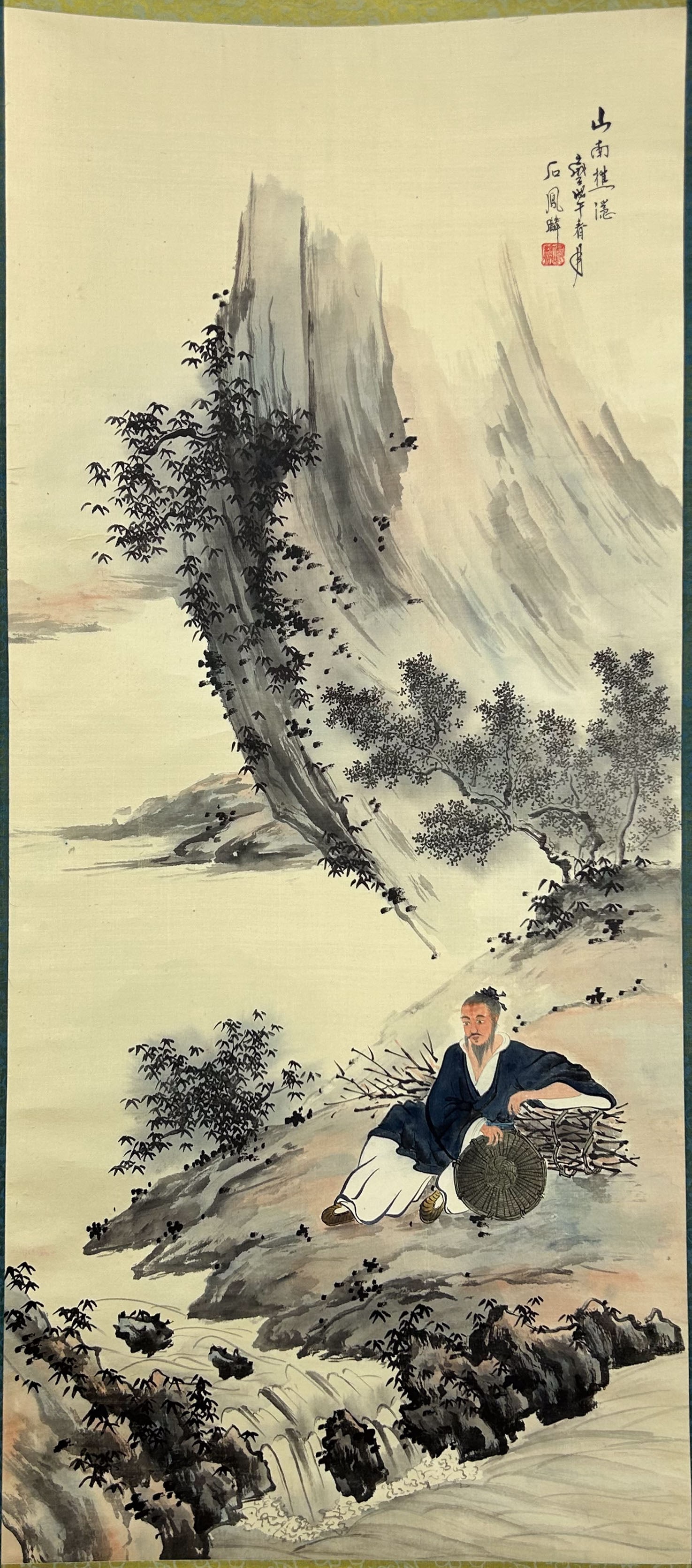Chinese Vertical Stream Landscape Ink Scroll Painting (1 of 14)