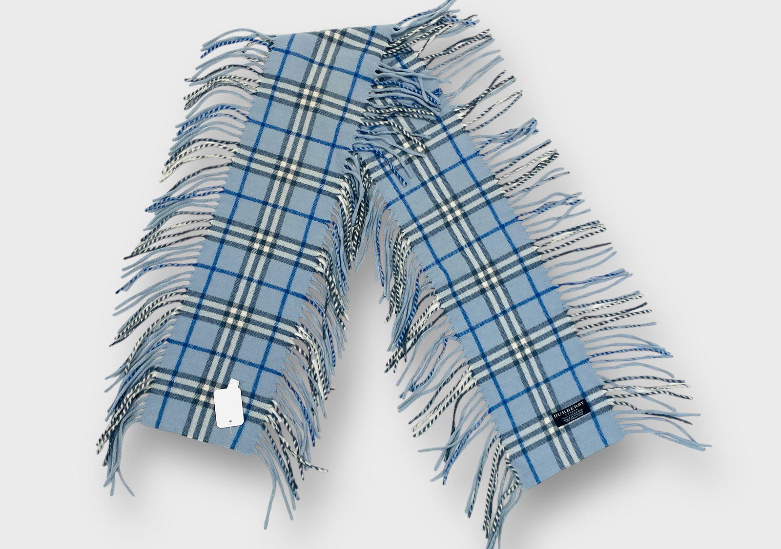 BURBERRY London 100% Cashmere Plaid Scarf with Fringe: Preowned, sold as is