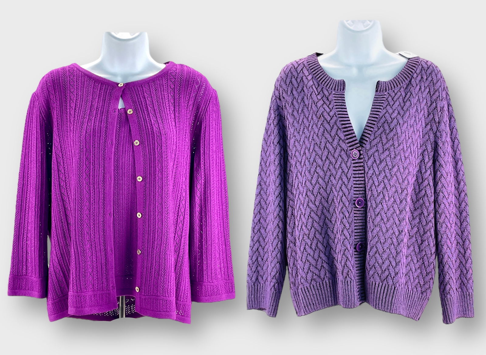 ST. JOHN Vintage Two Items Purple Sweater Set Size Medium (Cardigan)/Large (Shell)  Purple Button (1 of 7)