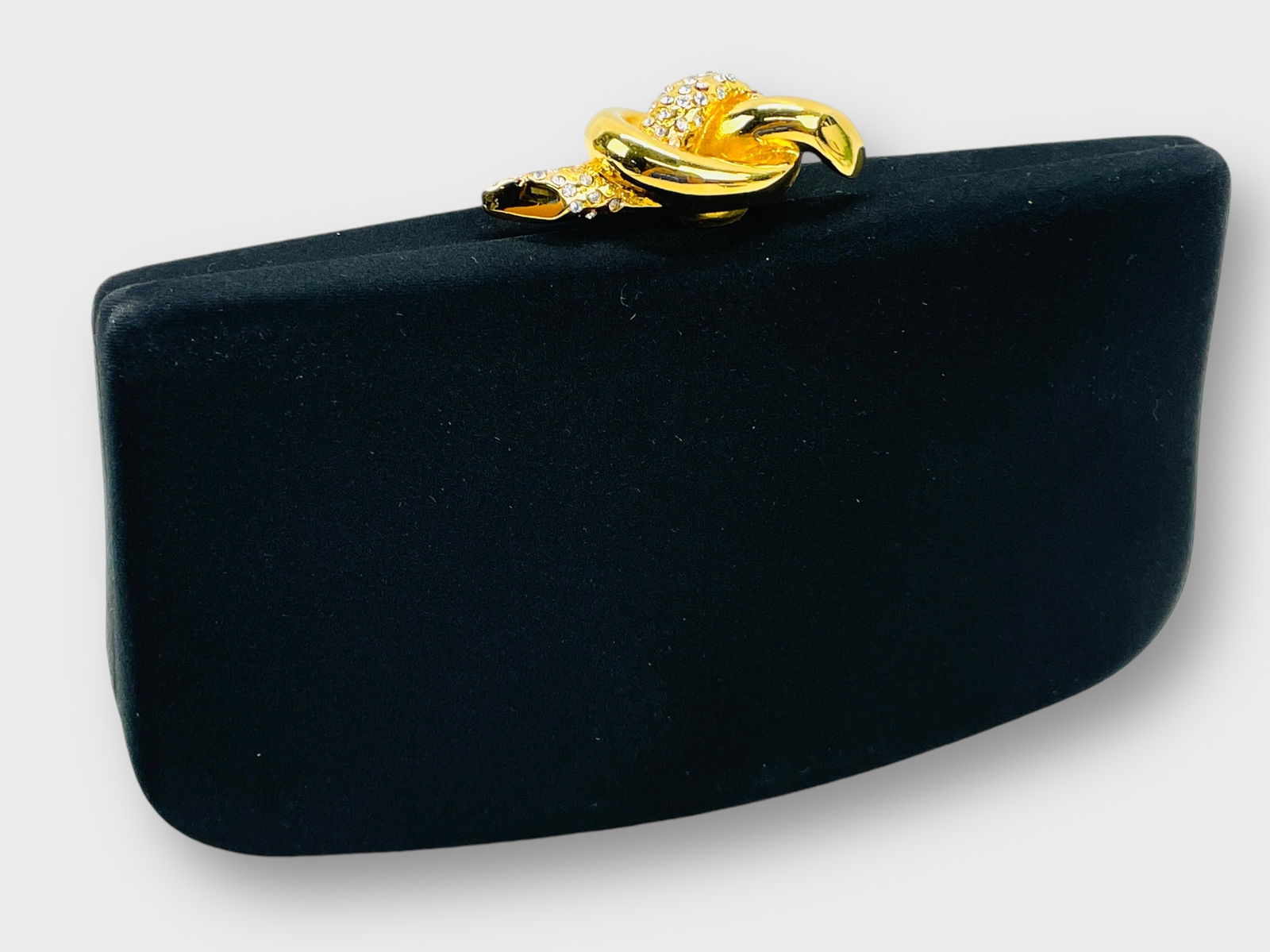 RODÓ Italy Vintage Black Satin Silk Chain Link Strap Evening Clutch or Shoulder Handbag (1 of 6)