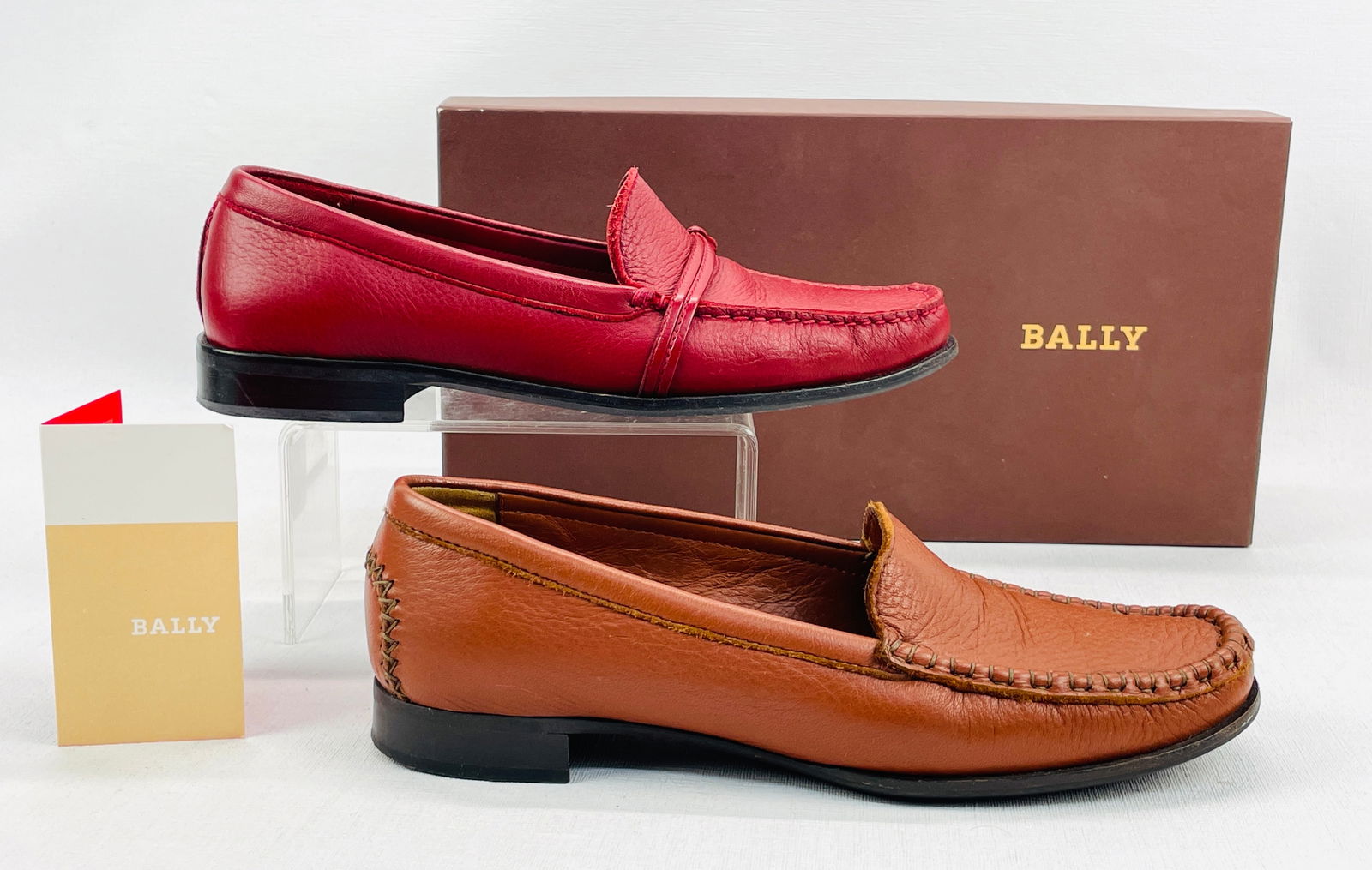 BALLY Dandy Marcasa/Tan Deer Plain Loafers Size 6M Set of Two: Preowned, sold as is