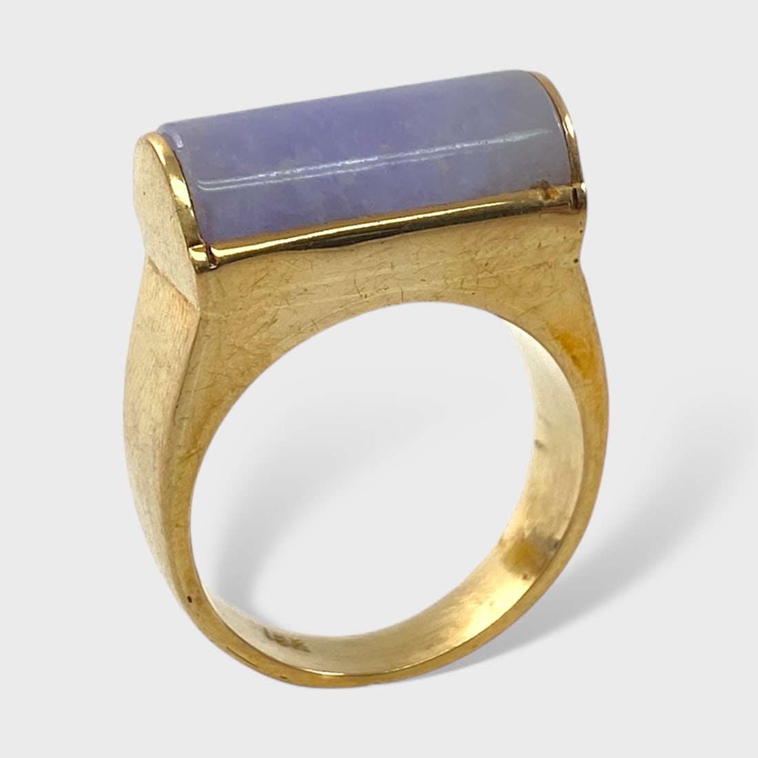 18K GOLD Lavender Jade Ring Size 6.5 (1 of 4)