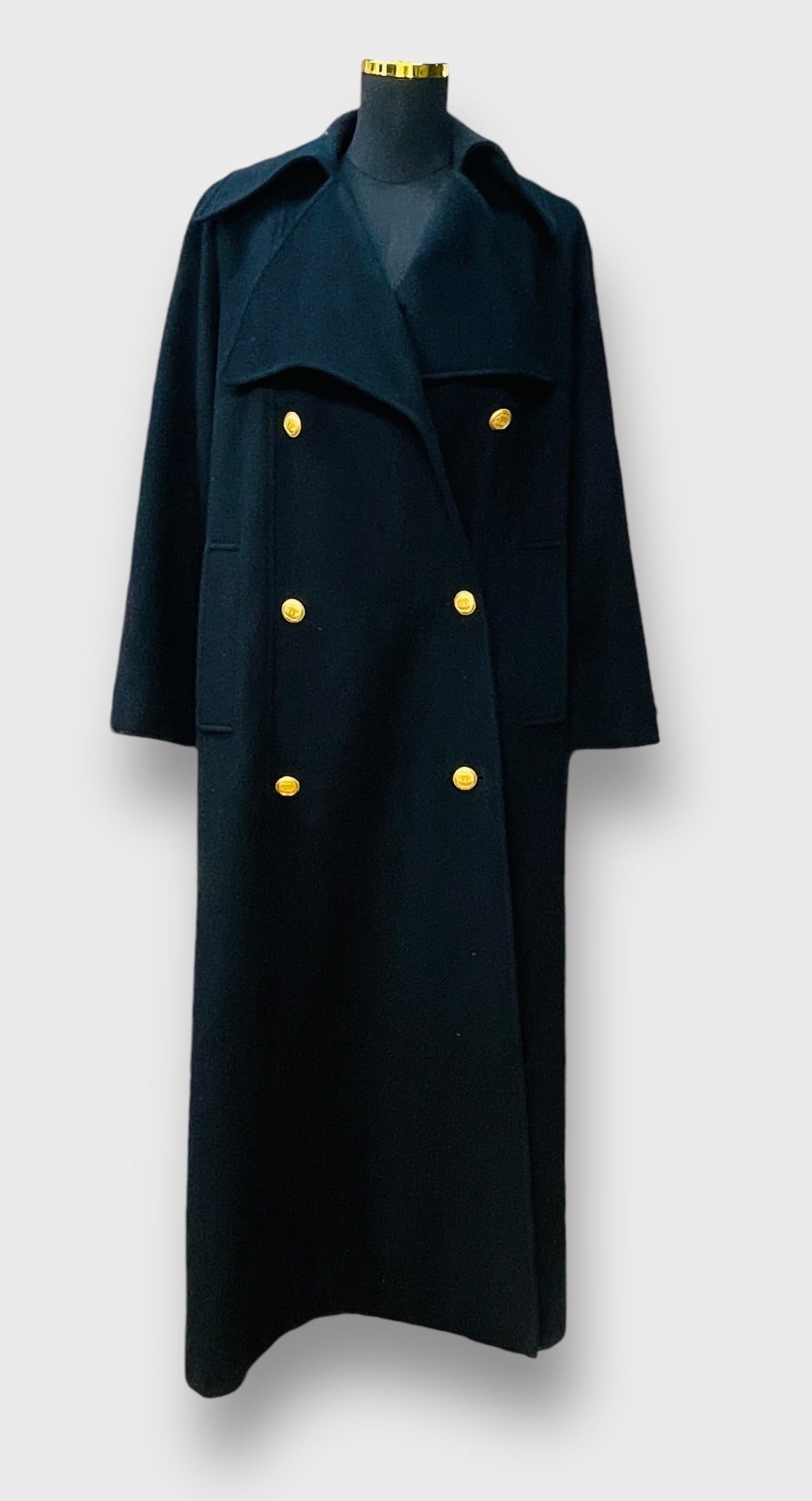CHANEL Vintage Cashmere Long Coat with CC Buttons 34 W 54 Length (1 of 6)