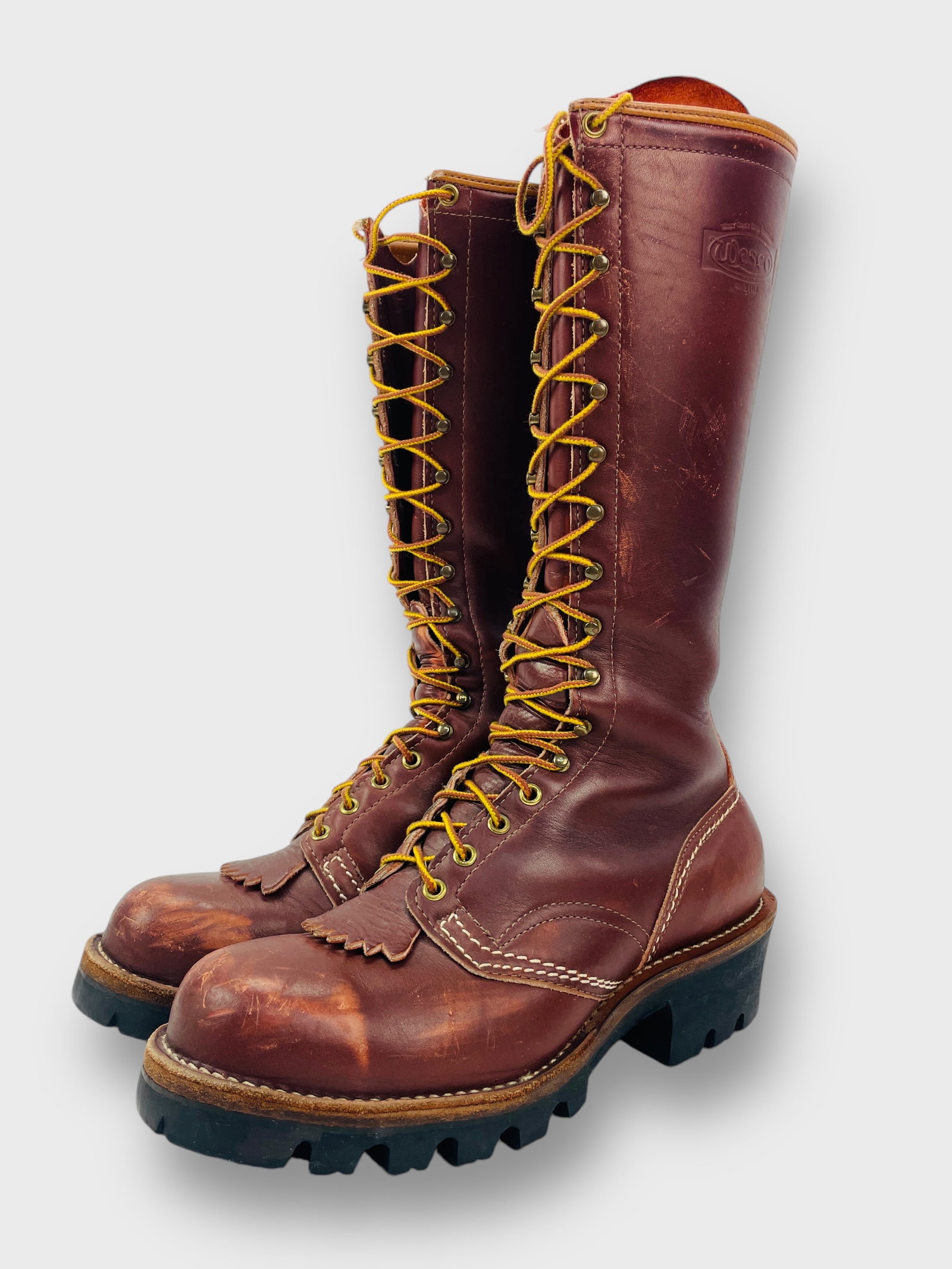 WESCO Highliner Logger Men’s Brown Lace-up Boots Size 9 Vibram Sole: Preowned, sold as is.