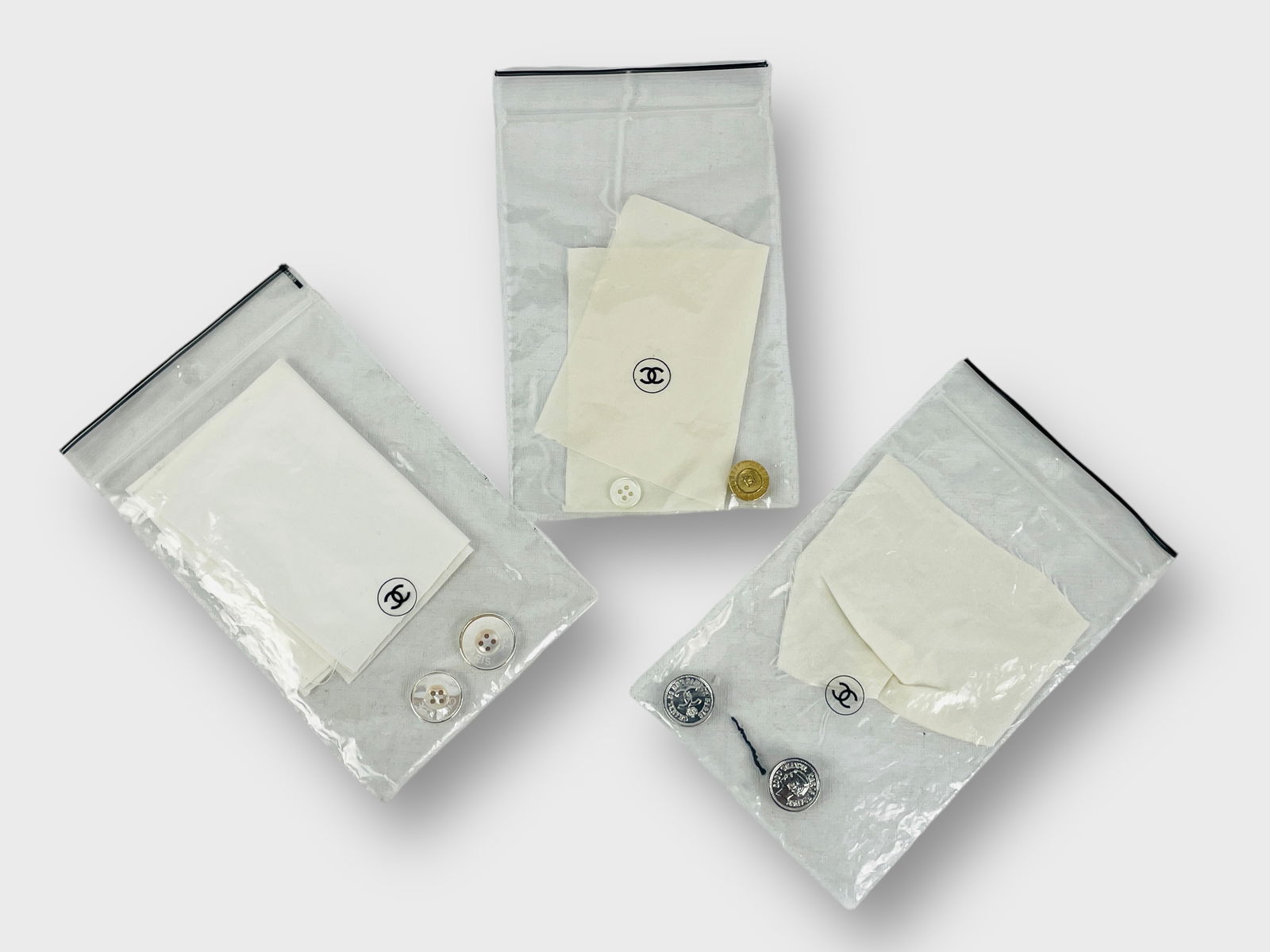 CHANEL Buttons Lot of 3 Fabric Repair Sample (1 of 7)