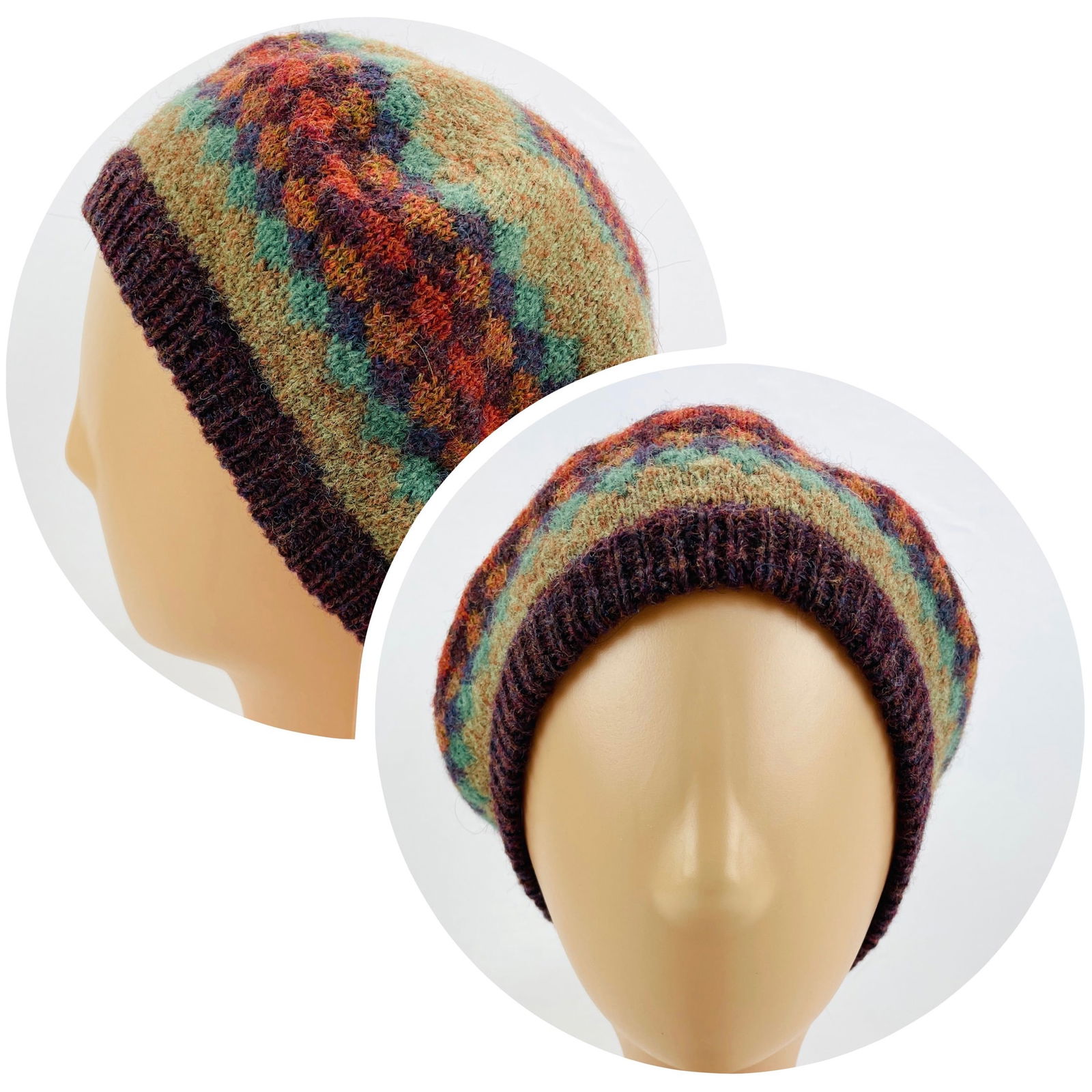 BURBERRYS Vintage NY Paris Wool Intarsia Knit Tam Made In Scotland One Size: Preowned, sold as is