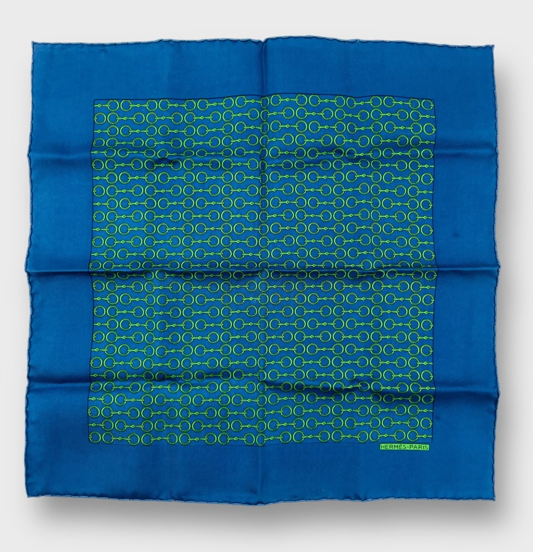 HERMES PARIS Blue And Green Silk Scarf (1 of 4)