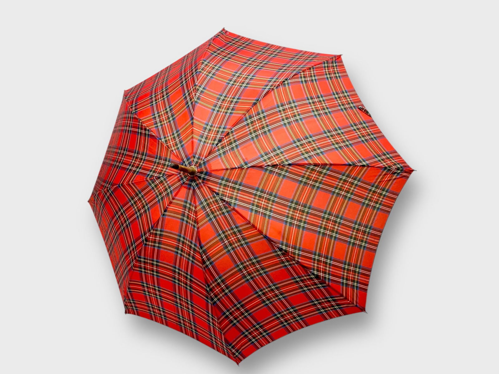 BURBERRYS Vintage Red Tartan Umbrella: Good, preowned condition. Approx 34 1/2”.