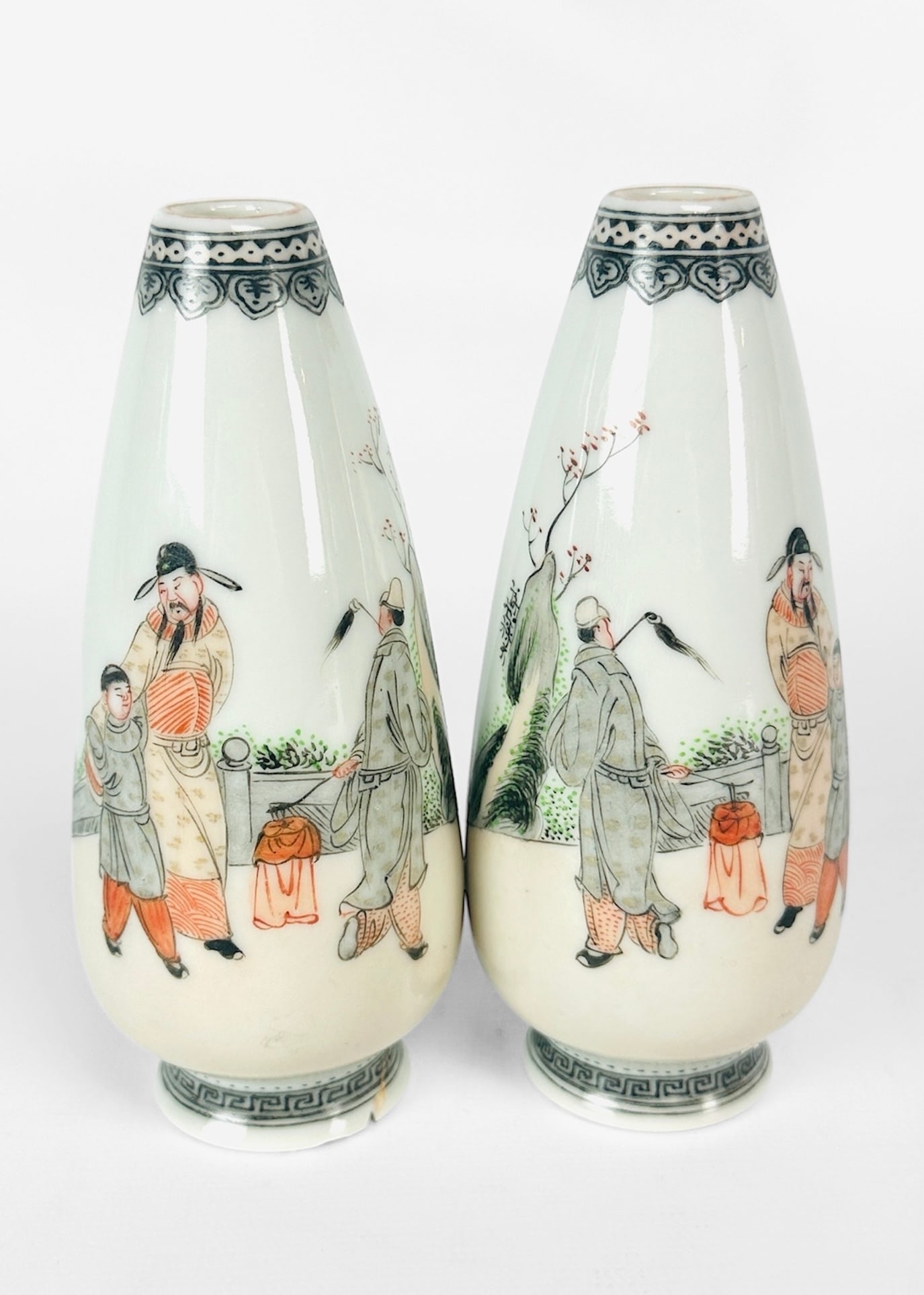 20thC Chinese Paint Decorated Porcelain Wang Dafan Vase Pair (1 of 6)