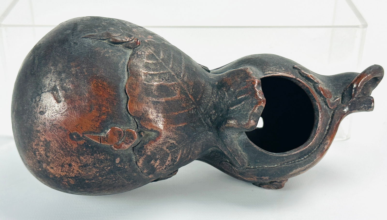 Antique Japanese Bizen Ware Pottery Gourd Shaped Wall Pocket Flower Vase (1 of 5)