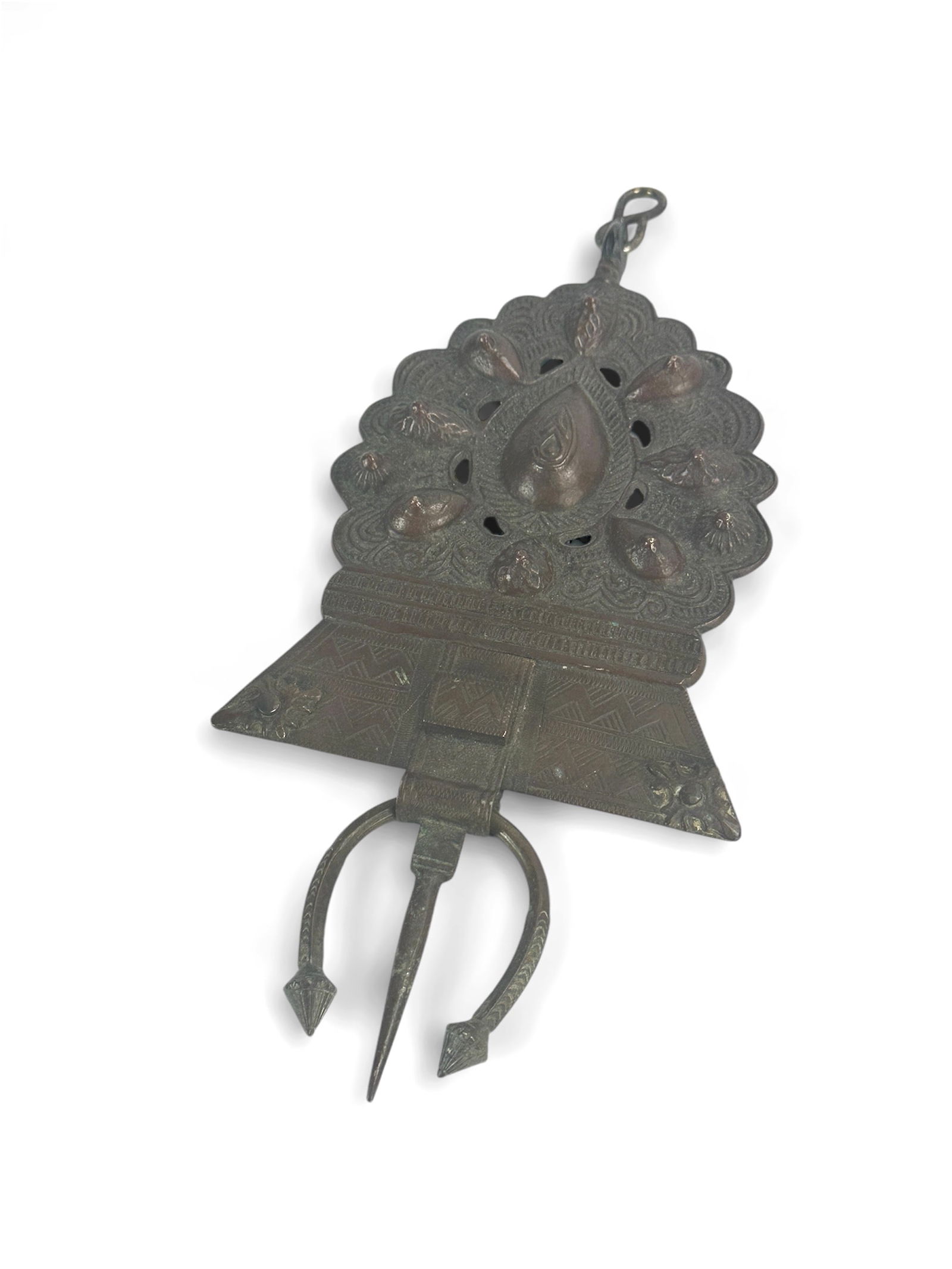 Antique 19thC Embossed Copper Fibula Cloak Pin from the Middle East (1 of 4)