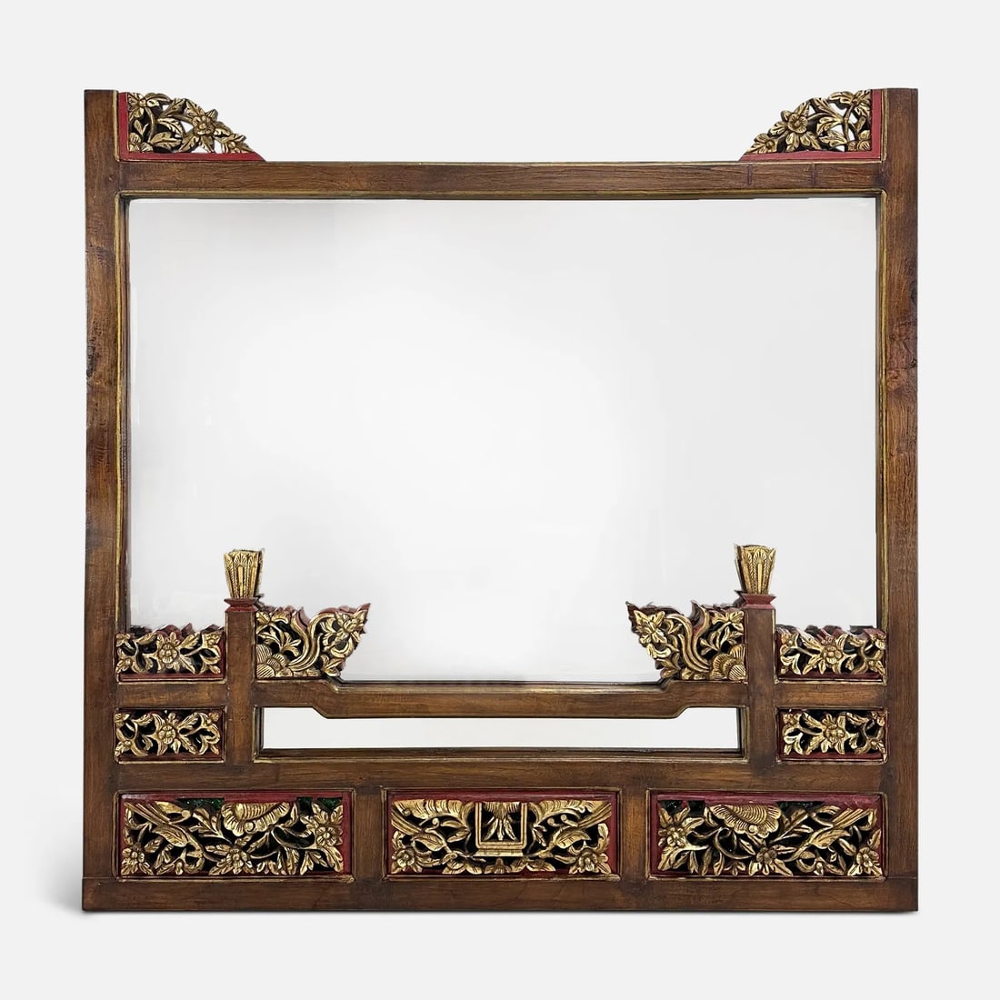 Vintage 20thC Chinese Painted and Carved Gilt Wall Mirror LARGE (1 of 5)