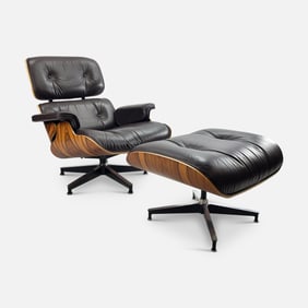 Charles Eames for Herman Miller Mid Century Modern Leather Lounge Chair and Ottoman