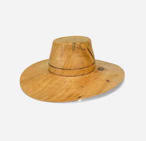 JoHannes Michelsen Hand Turned Wooden Hat With Hand Turned Wooden Display Dowel