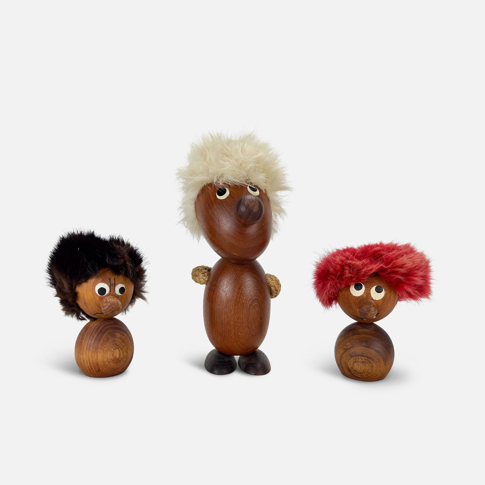 Three Vintage MCM Swedish Hand Carved Teak Gonk Figurines (1 of 9)