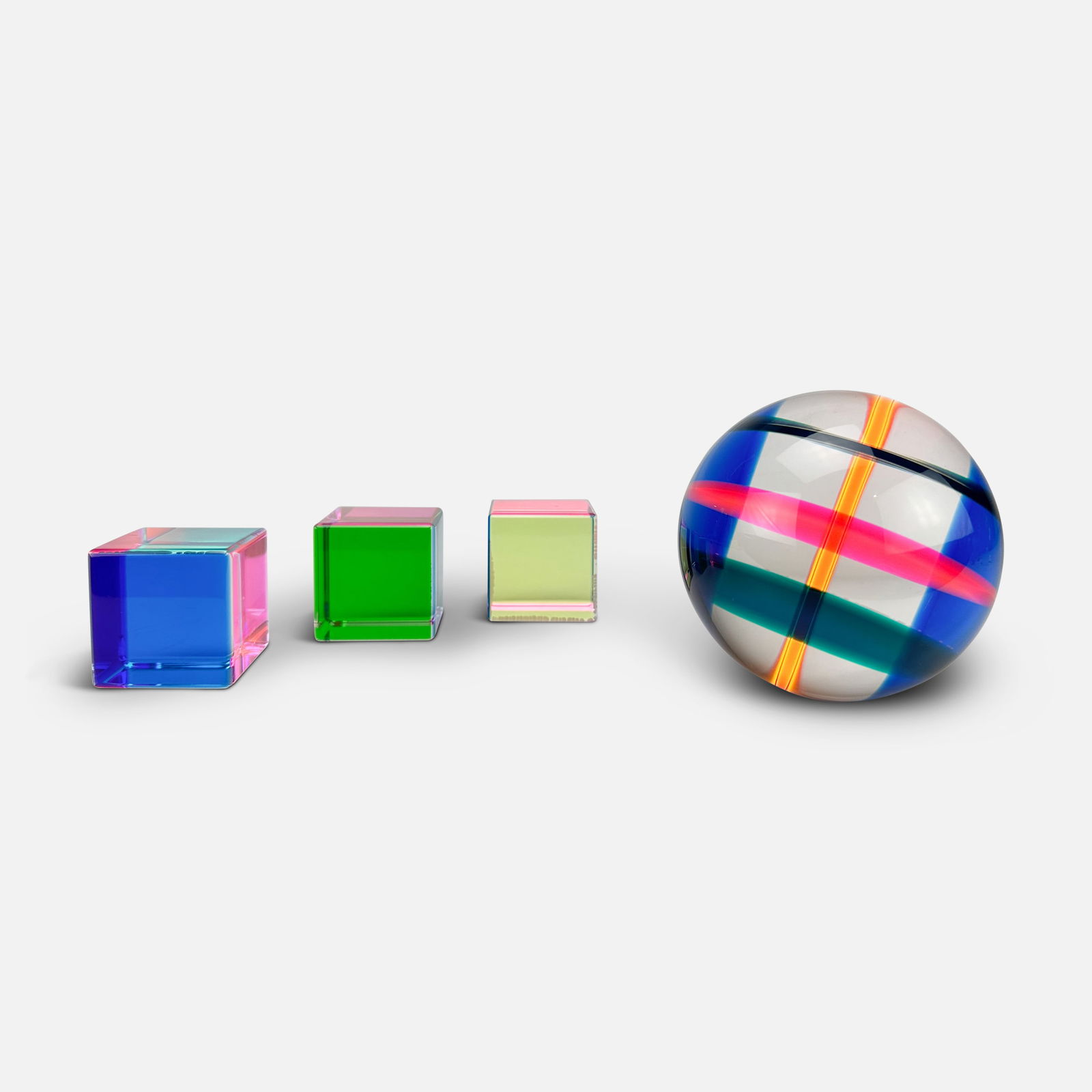 Velizar "Vasa" Mihich 1992 MCM Lucite Cubes and Sphere (1 of 5)