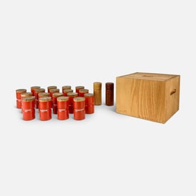 Vintage MCM Spice Container Insulated Wood Organizer w/18 Individual Spice Containers and Salt and
