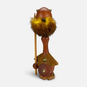 Hans Bolling MCM Swedish Modern Hand Carved Teak Wood Viking Figurine