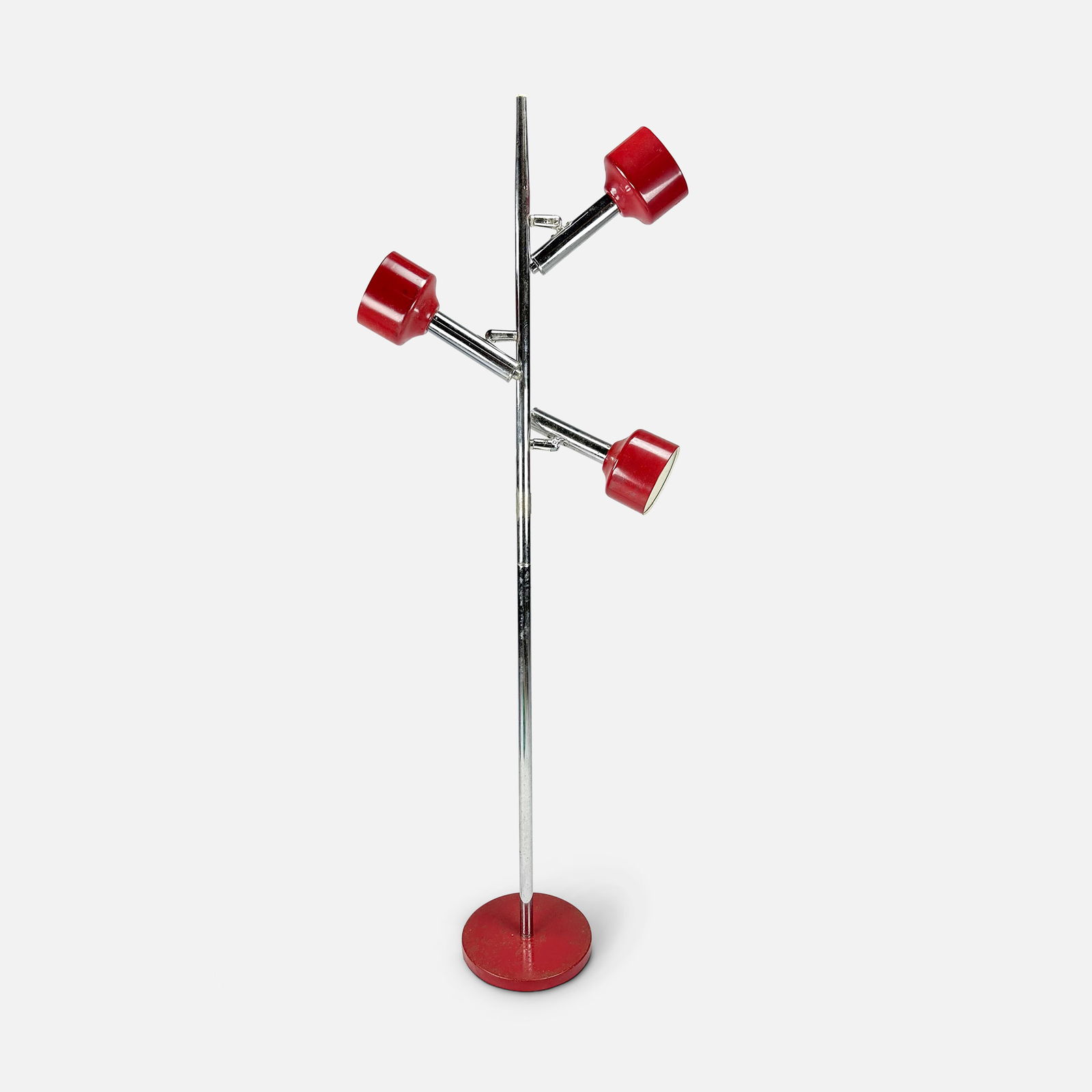 Vintage MCM Red Painted Metal and Chrome Multi-Directional Floor Lamp (1 of 9)