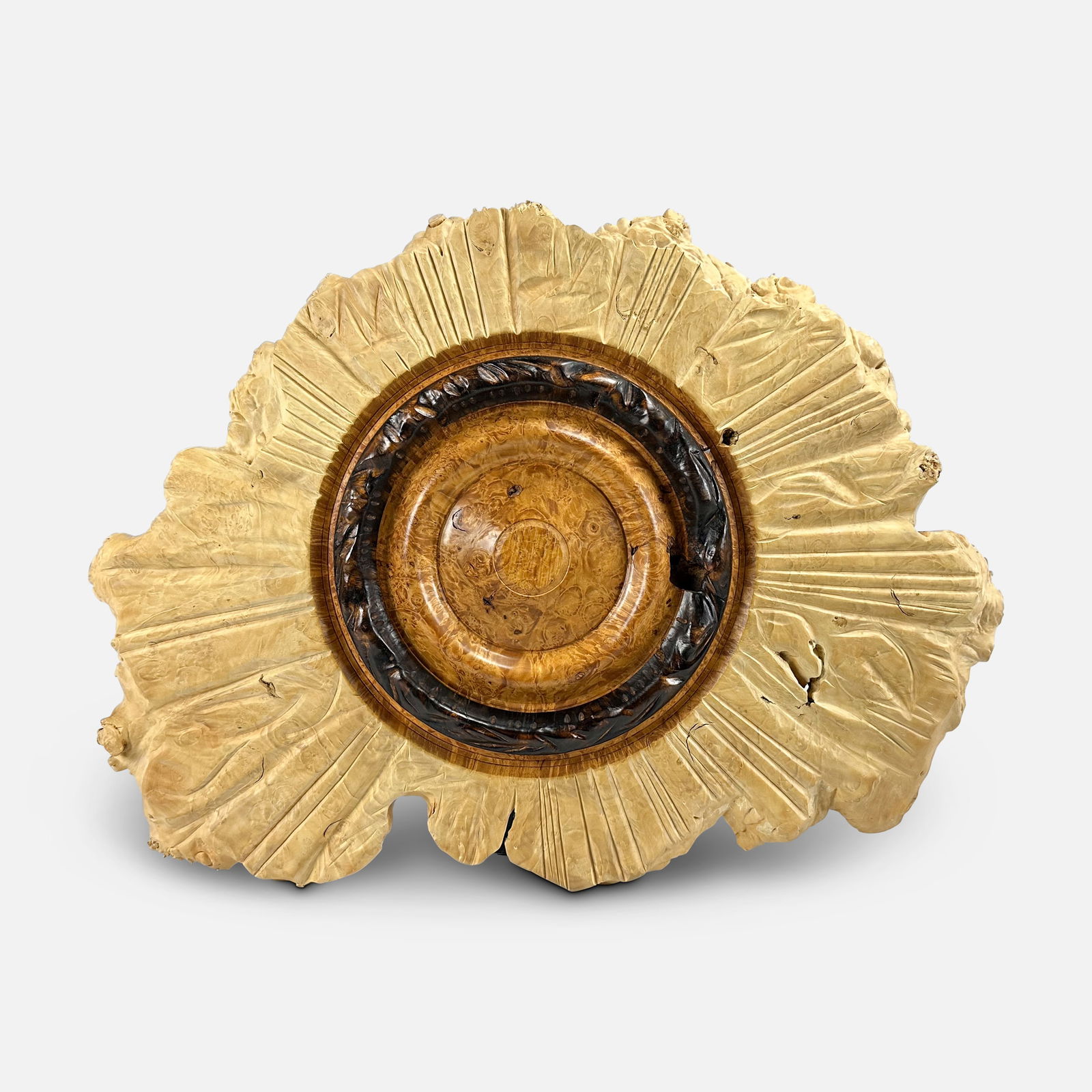 Signed Dennis Elliot Turned and Burned Big Leaf Maple Burl Carved Wood Art Piece Wall Sculpture (1 of 5)