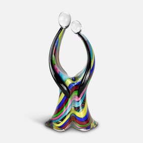 Vintage Formia Vetri Di Murano Art Deco Glass Lovers Sculpture, Mario Badioli Style
