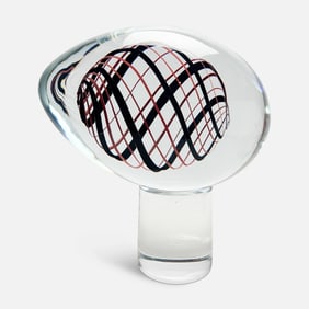 Studio Ahus Swedish Art Glass Giant Solid Glass Egg on Base