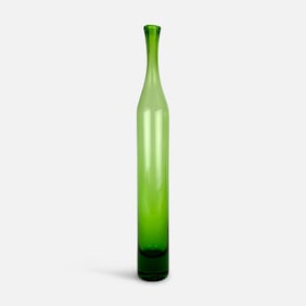 Tall, Cylindrical and Heavy MCM Green Bottle Form by Joel Philip Myers for Blenko