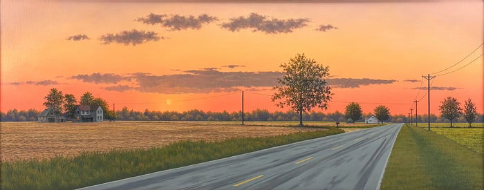 Simon Harling Artist Signed "Backroad, Evening Light" Original Landscape Canvas Painting