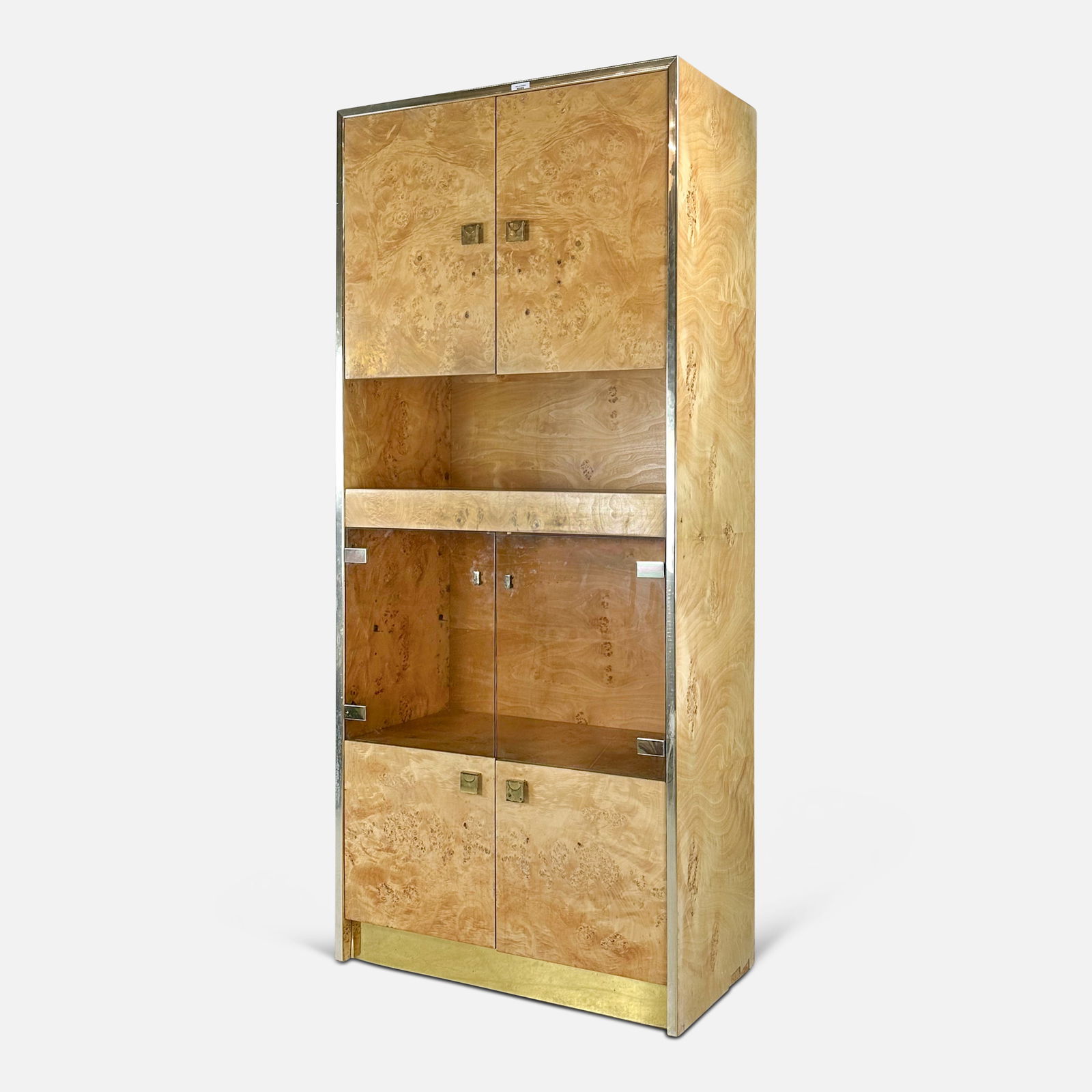 Thomasville Founders Mid Century Style Maple Burlwood Lighted Cabinet #1 (1 of 10)