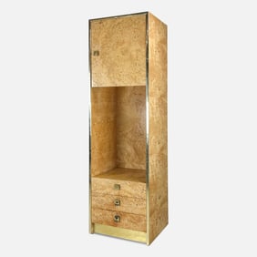 Thomasville Founders Mid Century Style Maple Burlwood Lighted Cabinet #2