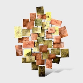 Jim Higgins Brutalist MCM Copper and Brass Metal Wall Sculpture