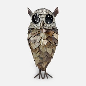 Handmade Brutalist MCM Welded Metal Owl Sculpture Well Designed and Made