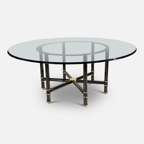 Karl Springer Patinated Brass and Glass Hexagonal "Jansen" Center Table