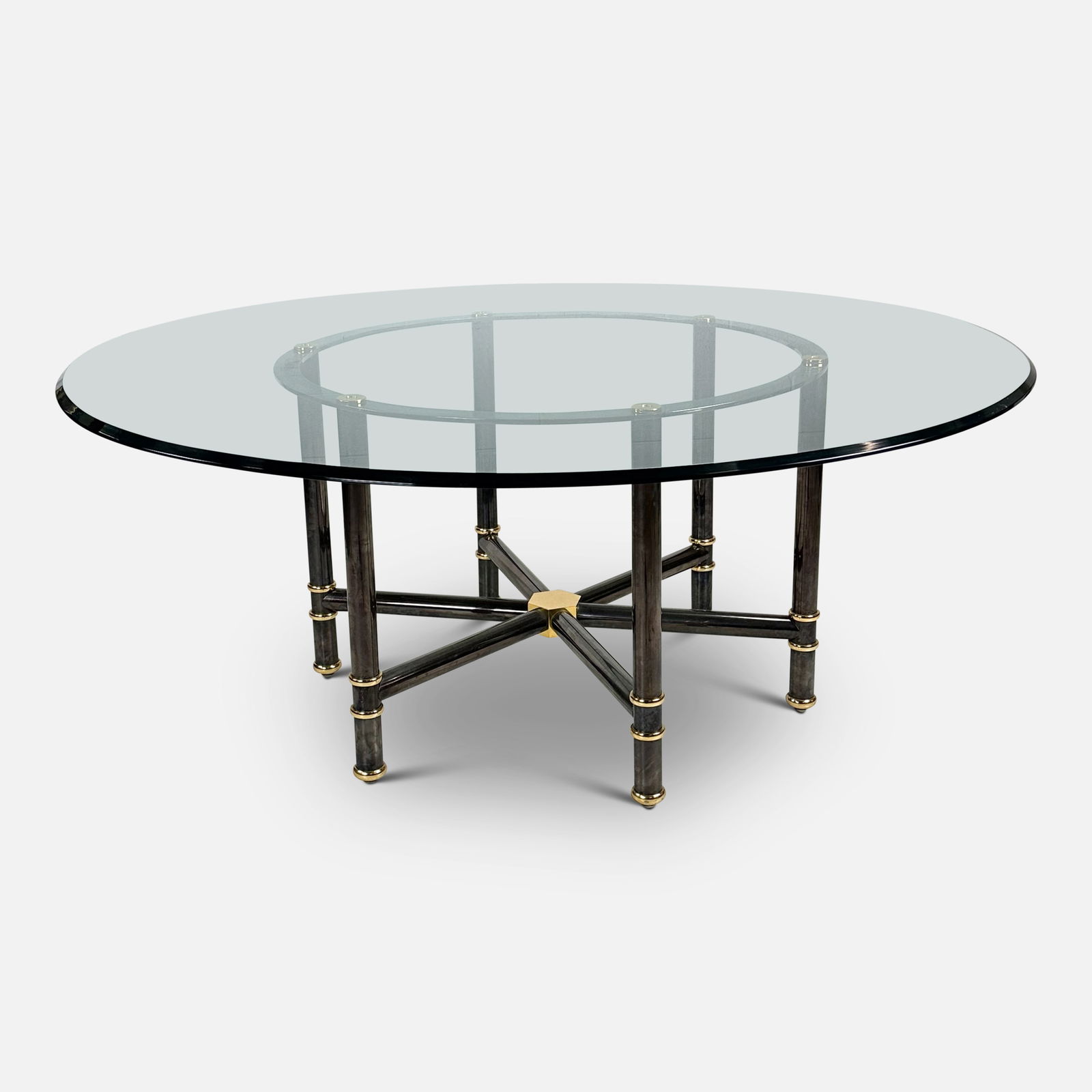 Karl Springer Patinated Brass and Glass Hexagonal "Jansen" Center Table (1 of 7)
