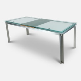 Paolo Piva Atavola for B&B Italia Steel Glass Extending Dining Table