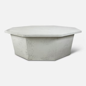 Contemporary White Carrara Marble Octagon Low Coffee Table