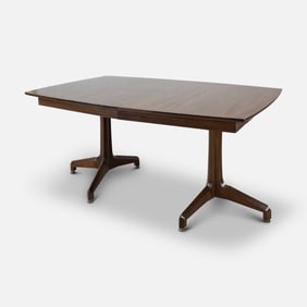 Mid Century Modern Mahogany Jefferson Dining Table w/Two Extension Leaves
