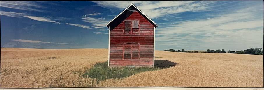 74" Maxwell MacKenzie "Everts Township Homestead" 1993 Large Architectural Photograph Framed: Large framed architectural photograph by Maxwell MacKenzie. Signed and dated in marker lower right. Image size approx. 28" x 74 1/2". Please enlarge pictures for best condition report. We do not provi