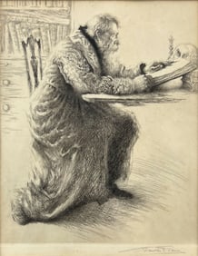 Franklin T. Wood "Faust" Drypoint Etching Framed Print