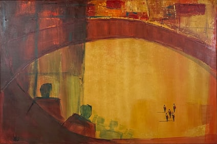 73" Carlo of Hollywood "Bullfighting" Acrylic on Canvas Painting