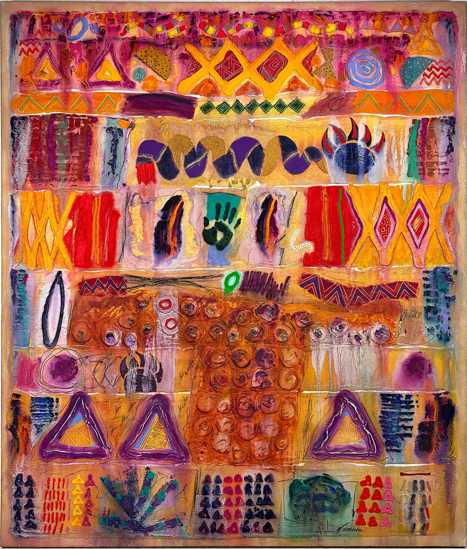 Dick Jemison "Ancient Metaphor X" HUGE 1985 Mixed Media on Canvas Painting LARGE (1 of 10)