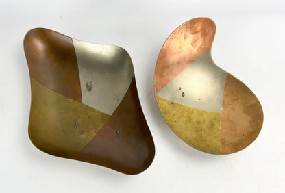 Metales Casados and E. Cabello Mexican Mixed Metal Amoeba Footed Bowls
