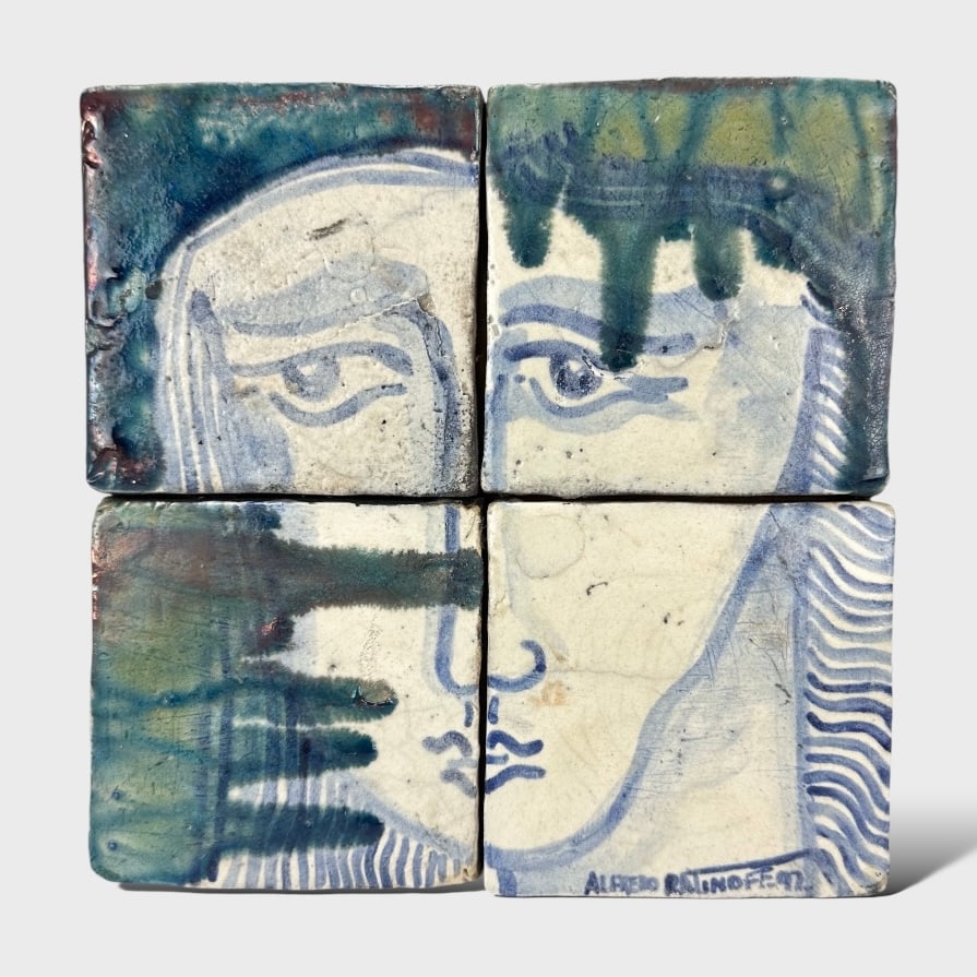Signed Alfredo Ratinoff Hand Painted Ceramic Tile Wall Hanging (1 of 4)
